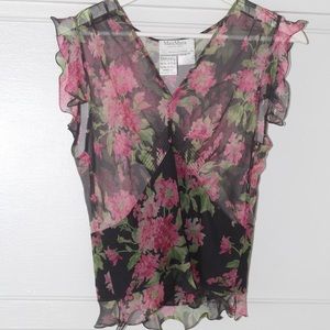 Black Sheer Floral Max Mara Studio Alfeo Blouse